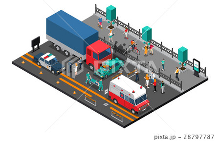 Road Crash Isometric Illustration 28797787