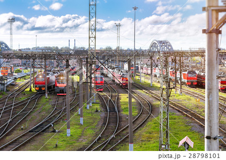 Locomotives on railroad tracks, Russia 28798101