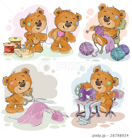 Set of vector clip art illustrations of teddy 28798924