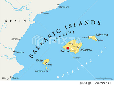 Balearic Islands political map Balearic Islands political map 28799731