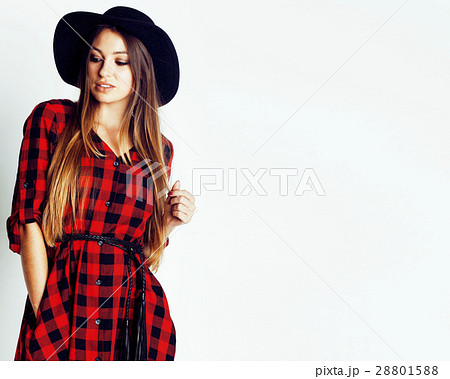 young pretty stylish hipster girl posing emotional 28801588