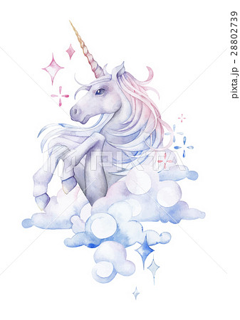 Cute Watercolor Unicornのイラスト素材 2739