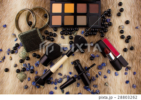 Makeup tools on Fur background 28803262