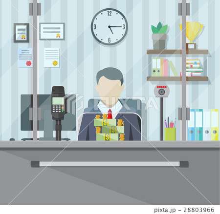 Bank teller behind the window. 28803966