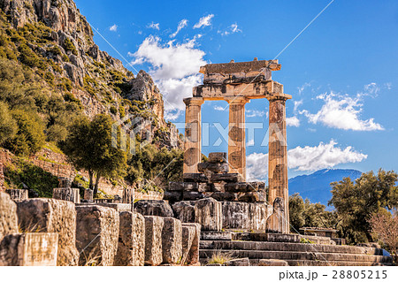 Delphi with ruins of the Temple in Greece 28805215