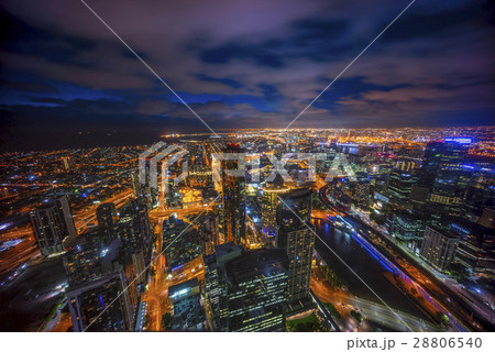 Night scene at Melbourne city skyline. 28806540