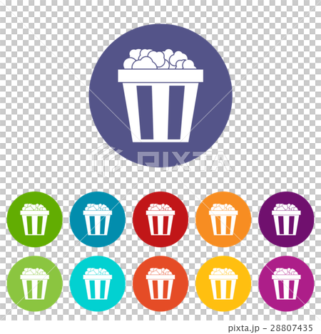 Box of popcorn set icons 28807435