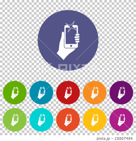 Hand photographed on mobile phone set icons Hand photographed on mobile phone set icons 28807484