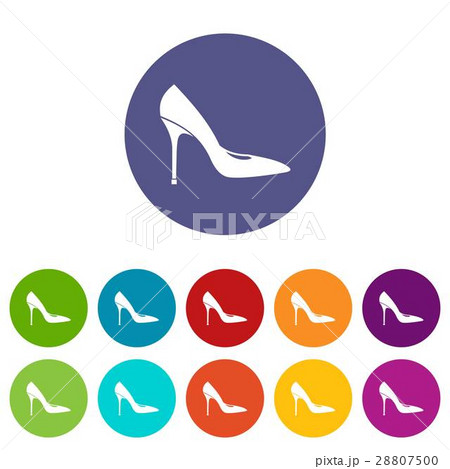 Women shoe with high heels set icons 28807500