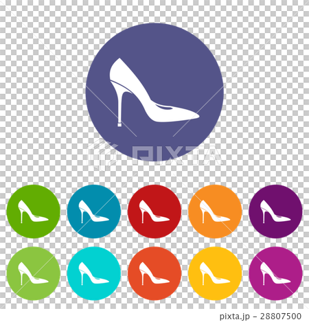 Women shoe with high heels set icons 28807500