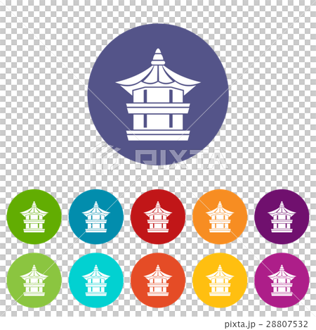 Traditional korean pagoda set icons Traditional korean pagoda set icons 28807532