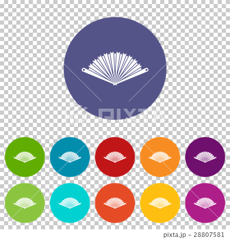 Opened oriental fan set icons 28807581