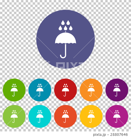 Umbrella and rain drops set icons 28807646