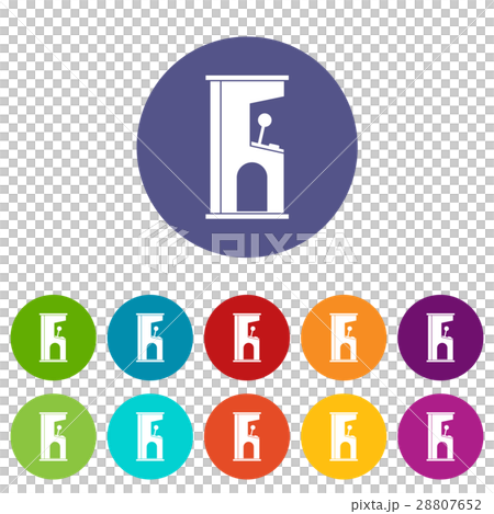 Retro style arcade game machine set icons 28807652