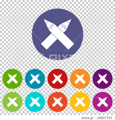 Two crossed pencils set icons Two crossed pencils set icons 28807745