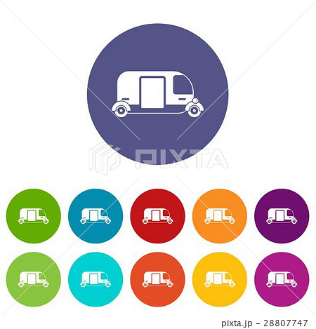 Thailand three wheel native taxi set icons 28807747