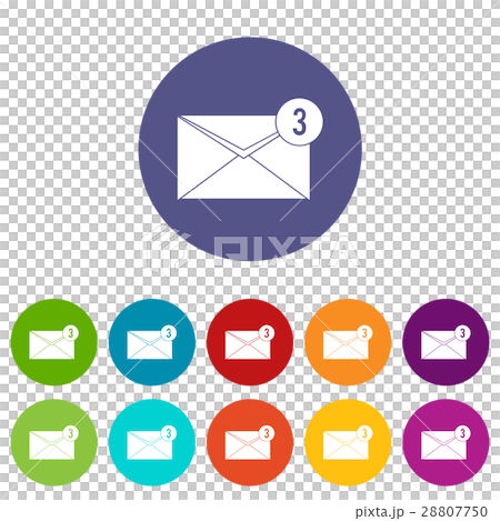Envelope with three messages set icons Envelope with three messages set icons 28807750