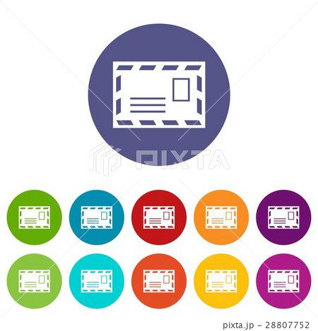 Postage envelope with stamp set icons 28807752