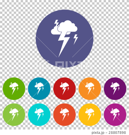 Cloud and lightning set icons 28807898