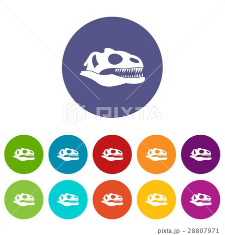 Skull of dinosaur set icons Skull of dinosaur set icons 28807971
