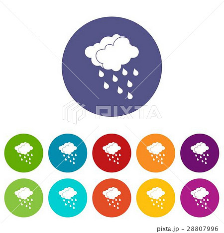 Clouds and water drops set icons 28807996