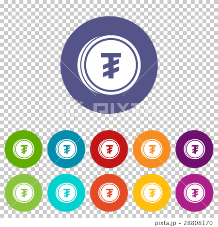 Tugrik coin set icons Tugrik coin set icons 28808170