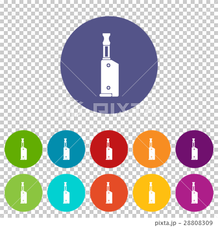 Electronic cigarette with mouthpiece set icons Electronic cigarette with mouthpiece set icons 28808309