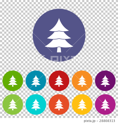 Fir tree set icons 28808313