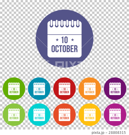 10 october calendar set icons 10 october calendar set icons 28808315