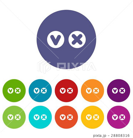 Fat tick and cross in circles set icons Fat tick and cross in circles set icons 28808316