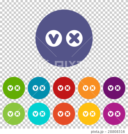 Fat tick and cross in circles set icons Fat tick and cross in circles set icons 28808316