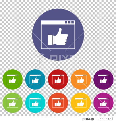 Hand with thumb up in browser set icons Hand with thumb up in browser set icons 28808321