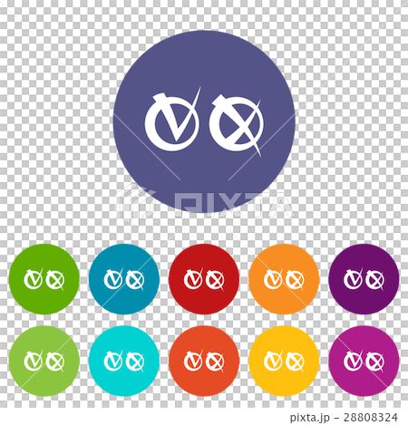 Tick and cross in circles set icons 28808324