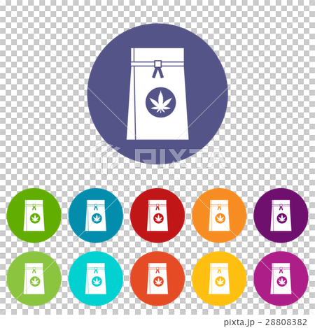 Bag with cannabis set icons Bag with cannabis set icons 28808382
