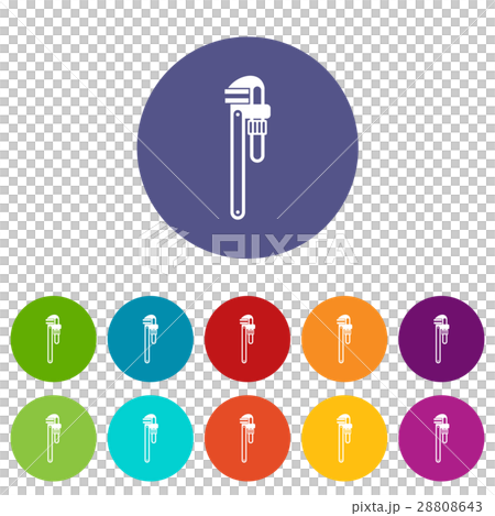 Pipe or monkey wrench set icons Pipe or monkey wrench set icons 28808643