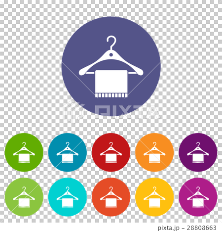 Scarf on coat hanger set icons Scarf on coat hanger set icons 28808663