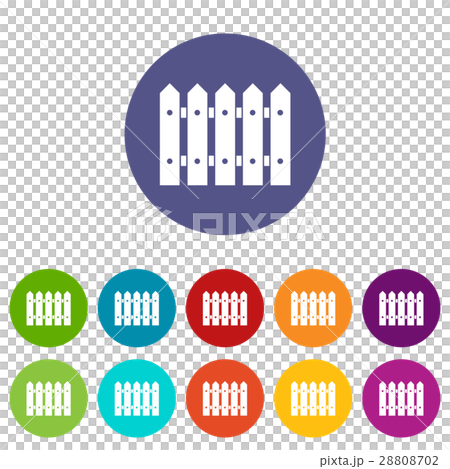 Wooden fence set icons Wooden fence set icons 28808702