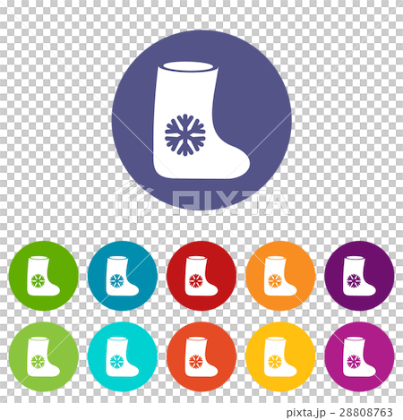 Felt boots set icons 28808763
