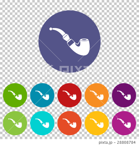 Wooden pipe set icons Wooden pipe set icons 28808784