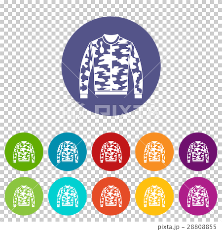 Camouflage jacket set icons 28808855