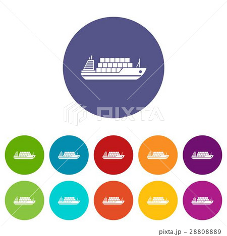 Cargo ship set icons Cargo ship set icons 28808889