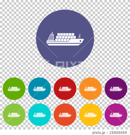Cargo ship set icons 28808889