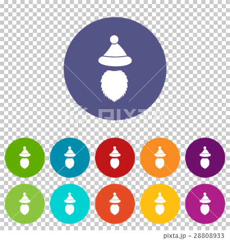 Santa Claus hat and beard set icons Santa Claus hat and beard set icons 28808933