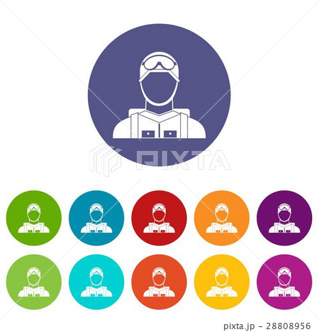 Military paratrooper set icons 28808956