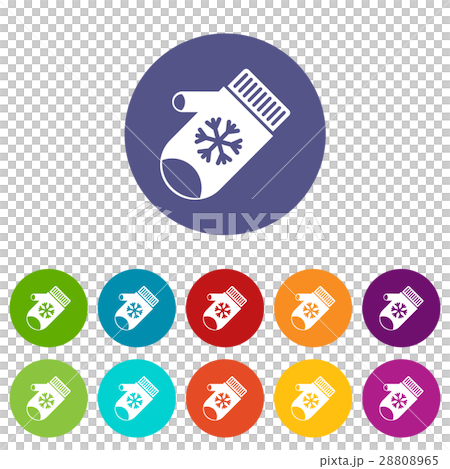 Mitten with snowflake set icons 28808965