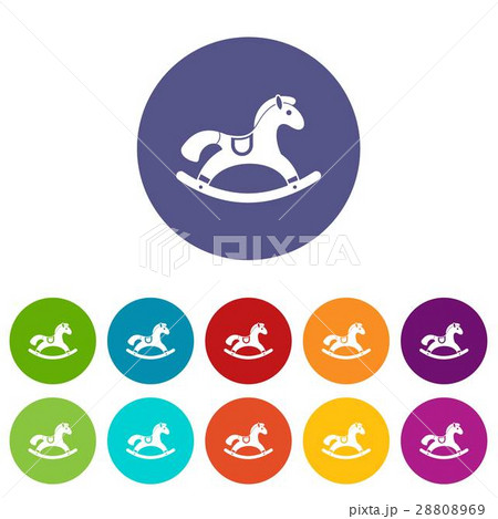 Rocking horse set icons 28808969