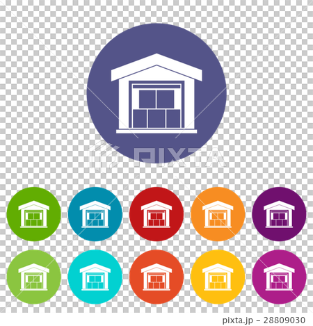 Warehouse building set icons Warehouse building set icons 28809030
