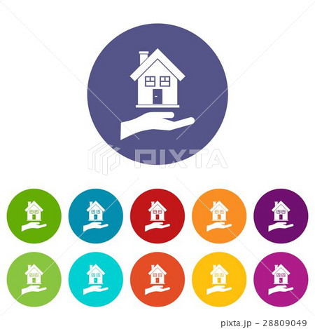 Hand holding house set icons 28809049