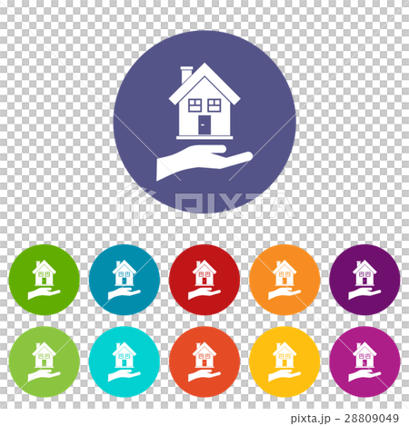 Hand holding house set icons 28809049
