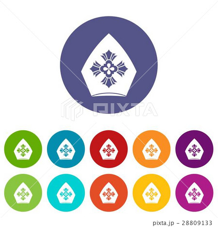 Christian hat set icons 28809133